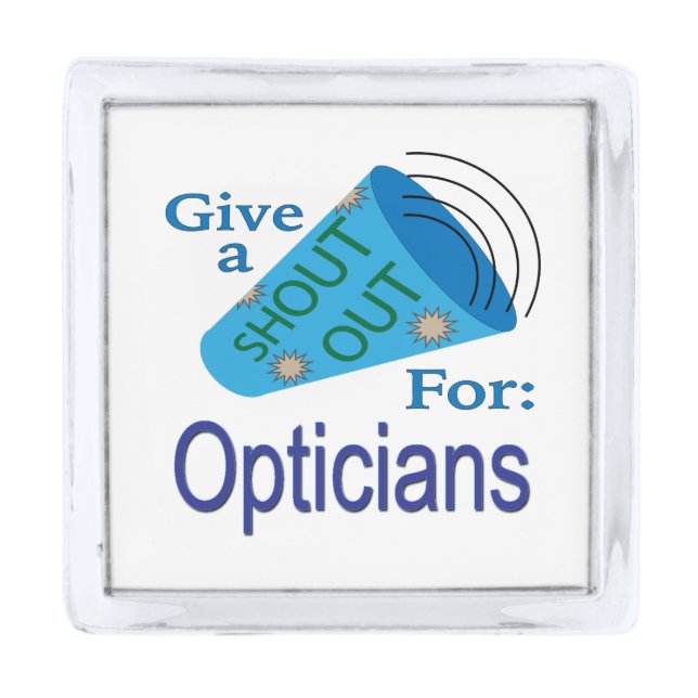 Shout Out for Opticians Silver Finish Lapel Pin (Front)
