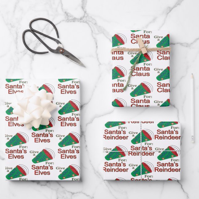 Shout Out for Santa, Elves, & Reindeer Wrapping Paper Sheets (Front)