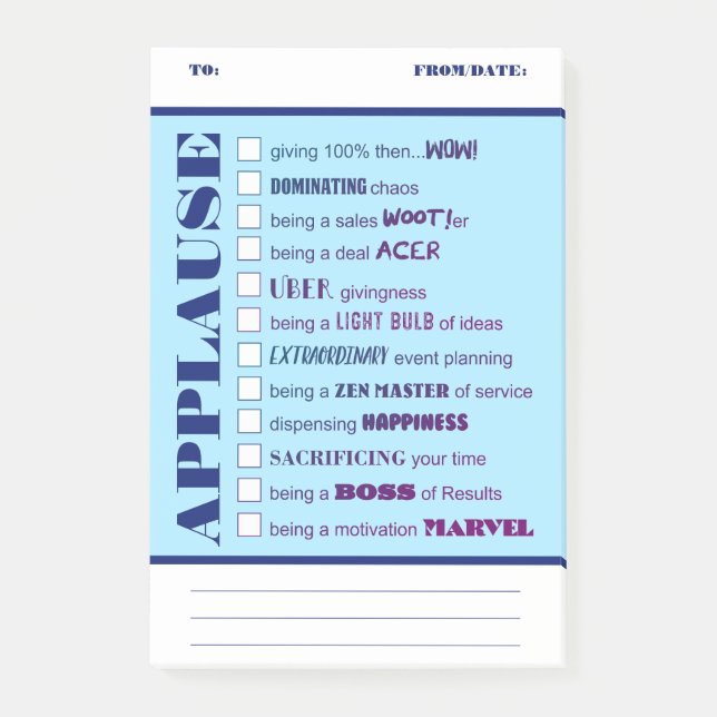 Shout out kudos employee recognition award post-it notes (Front)