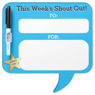 Shout out recognition dry erase kudos board