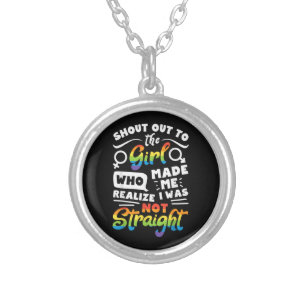Shout Out to The Girl Lesbian Pride LGBT T Shirt G Silver Plated Necklace