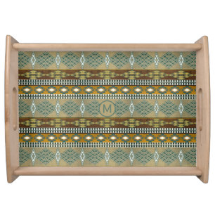 Shouthwestrn ethnic tribal pattern monogram serving tray
