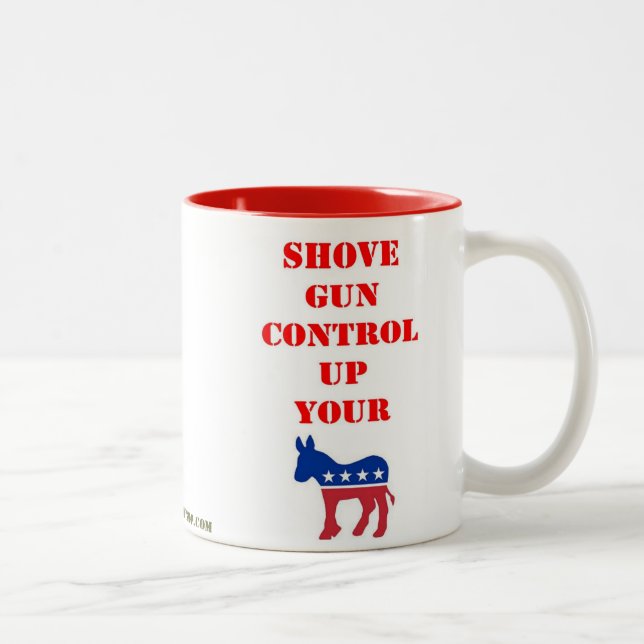 SHOVE GUN CONTROL Two-Tone COFFEE MUG (Right)