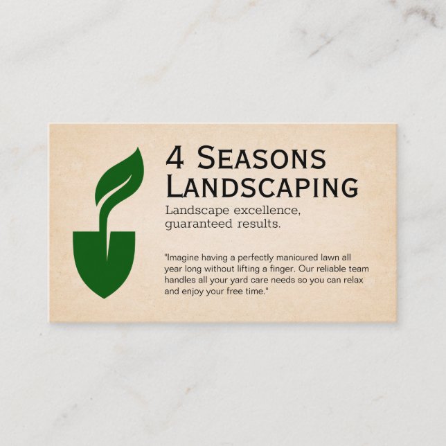 Shovel and Leaf Logo | Landscaper  Business Card (Front)
