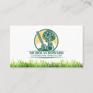 Shovel and Planting Tree Wild Grass Business Card