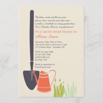 Shovel And Watering Can Bridal Shower Invitation by CottonLamb at Zazzle