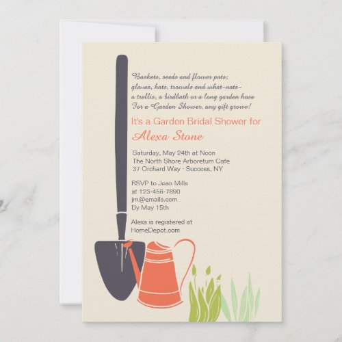 Shovel and Watering Can Bridal Shower Invitation