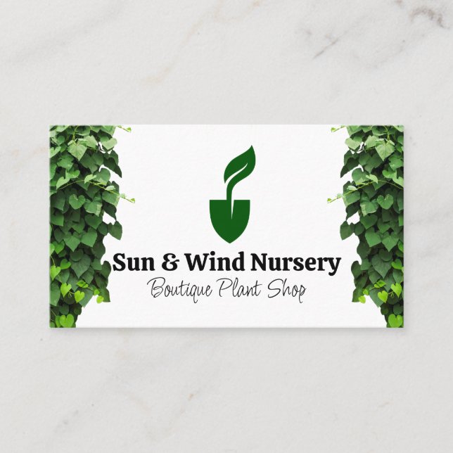 Shovel Leaf Logo | Ivy Leaves Business Card (Front)