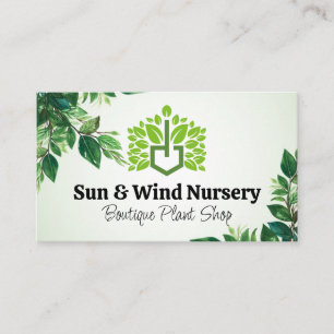 Shovel Leaves Logo Landscape Business Card