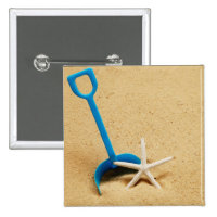 Shovel & Starfish Beach Fun Button