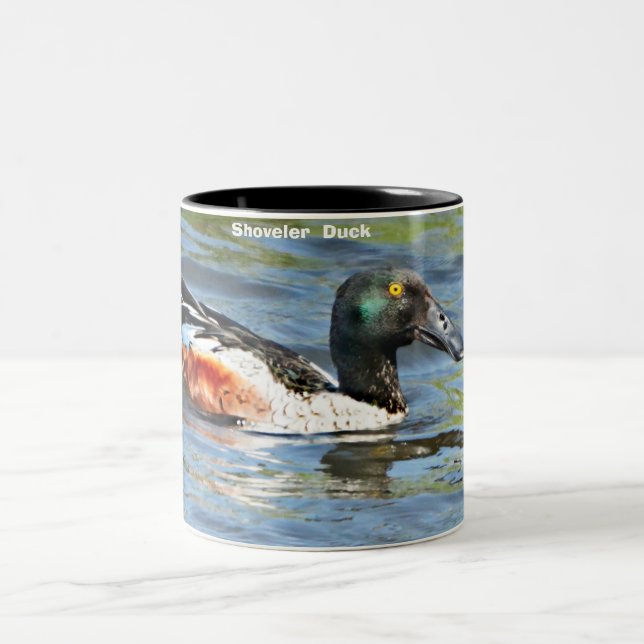 Shoveler  Duck Two-Tone Coffee Mug (Center)