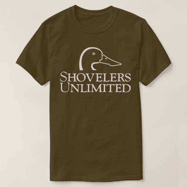Shovelers Unlimited White Print T-Shirt (Design Front)