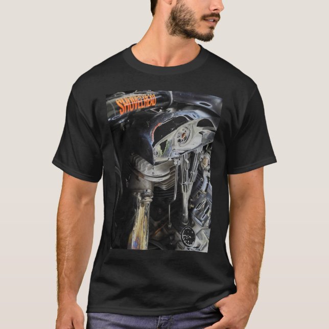 Shovelhead Motorcycle Art T-Shirt (Front)