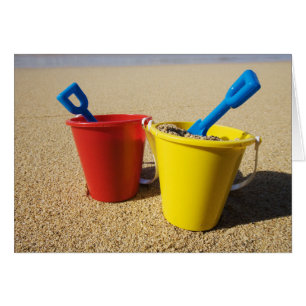 Shovels And Pails On Sandy Beach Cards