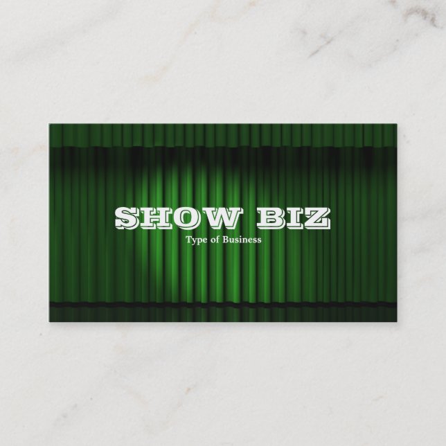Show Biz Green - White Text Business Card (Front)