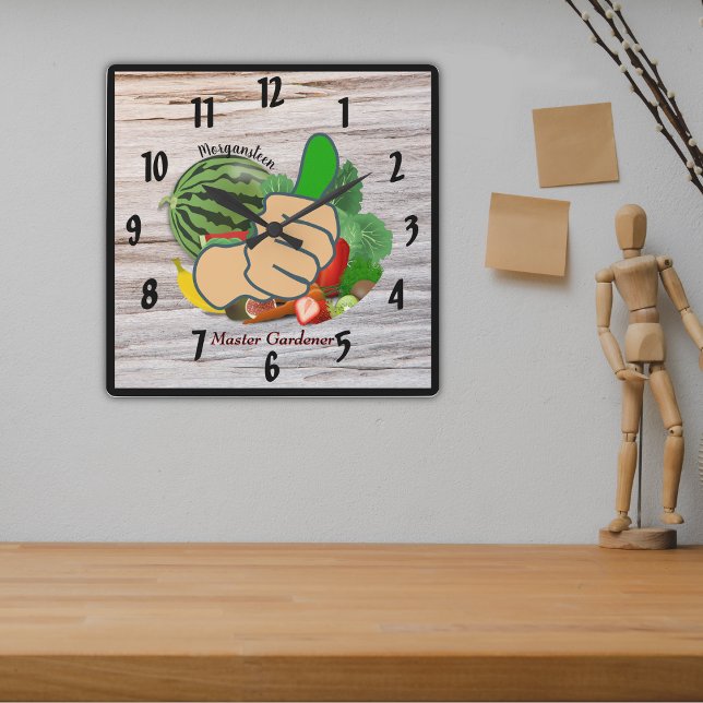 Show em the thumb Personalized Master Gardener Square Wall Clock (Creator Uploaded)