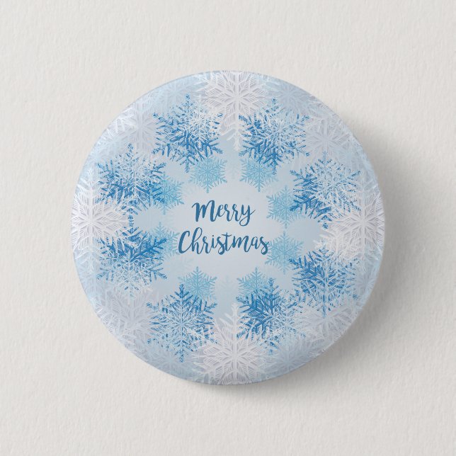 SHOW FLAKES PATTERN Merry Christmas Button (Front)