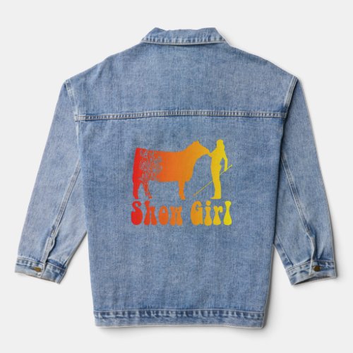 Show Girl Fun Livestock Cattle Showing  Denim Jacket