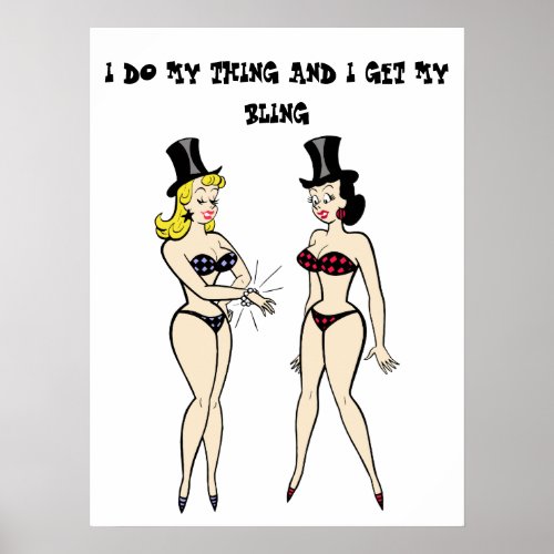 Show girls Cartoon Pinups Bling Art Poster