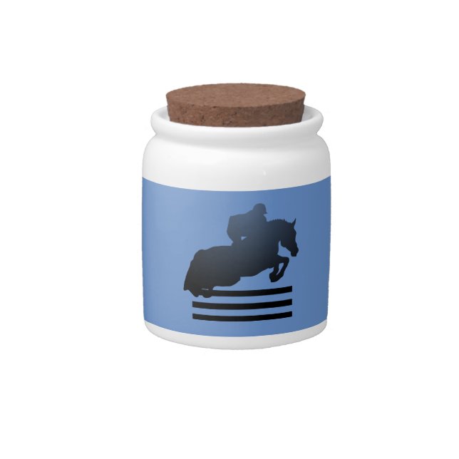  Show jumper clearing an obstacle.     Candy Jar (Front)