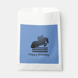 Show jumper clearing an obstacle. Favor Bag