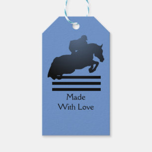 Show jumper clearing an obstacle. Gift Tags