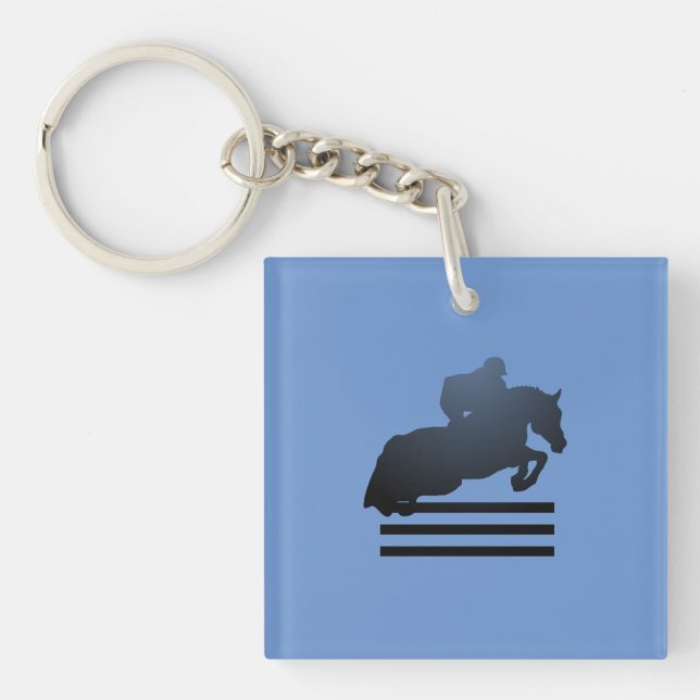 Show jumper clearing an obstacle.   Keychain (Front)