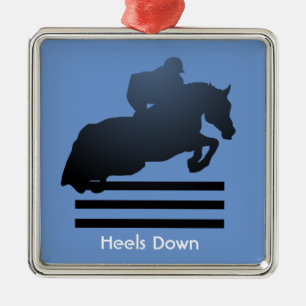  Show jumper clearing an obstacle.       Metal Ornament