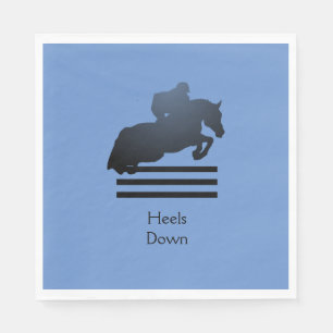 Show jumper clearing an obstacle. Napkins