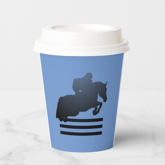  Show jumper clearing an obstacle.   Paper Cups (Front)