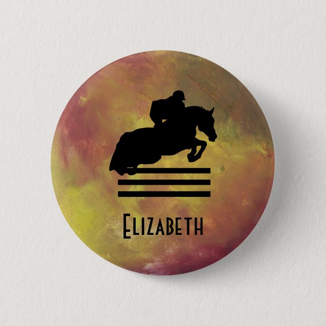 Show Jumper Silhouette for Horse Lovers Button (Front)