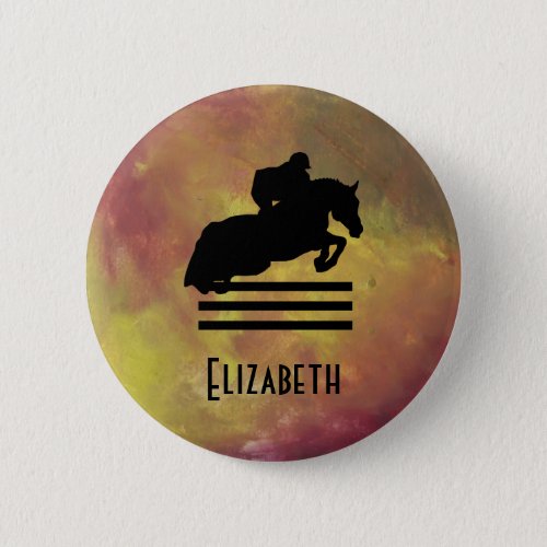 Show Jumper Silhouette for Horse Lovers Button