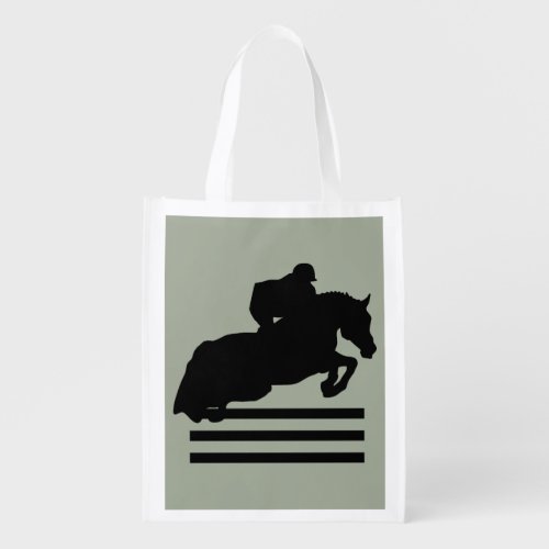 Show Jumper Silhouette for Horse Lovers Reusable Grocery Bag