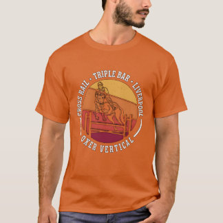 Show Jumping Cross Railriple Bar Retro Horses frie T-Shirt