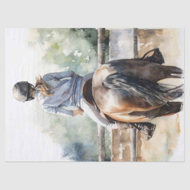 Show Jumping Eventing Horse Decoupage Tissue Paper (Front)