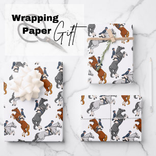 Show Jumping Horseback riding Wrapping Paper Sheets