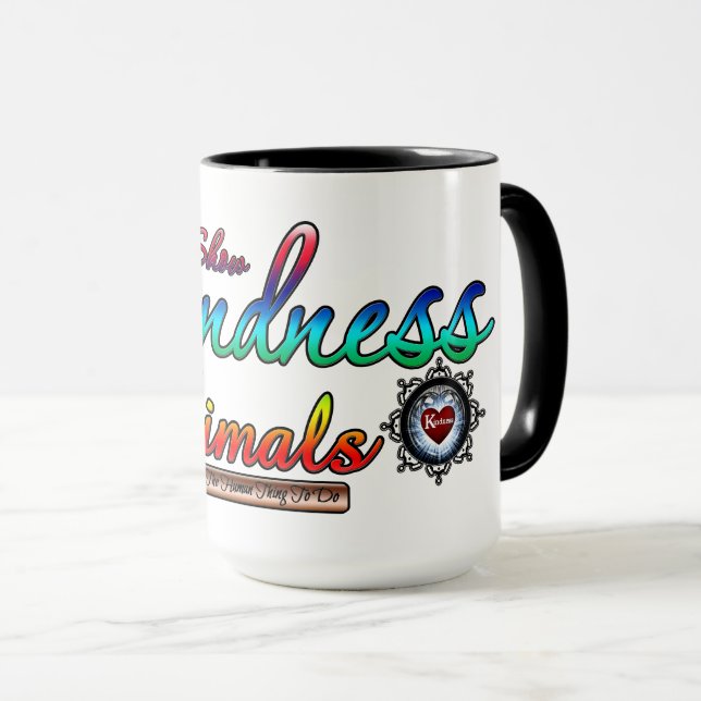 Show Kindness To Animals Rainbow Typography Mug (Front Right)