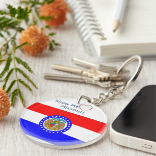 Show me Love Missouri w/ Initials Flag Patriotic Keychain
