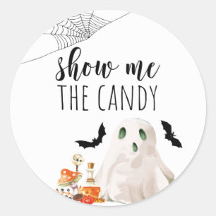 Show Me the Candy Watercolor Ghost Classic Round Sticker
