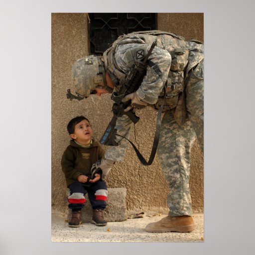 Show Me Where It Hurts Military Soldier and Child Poster | Zazzle.com