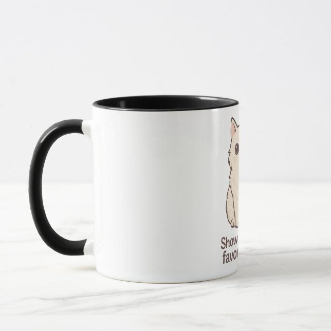 "Show Me Your Cat" Mug – Cute Black Cat Illustrati (Left)