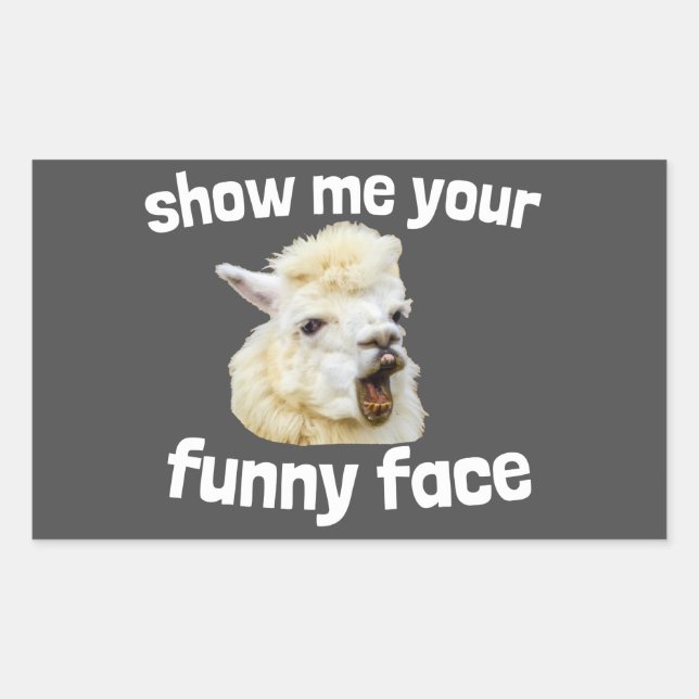 Show me your funny face smiling Alpaca Lama Rectangular Sticker (Front)