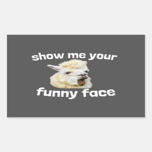 Show me your funny face smiling Alpaca Lama Rectangular Sticker