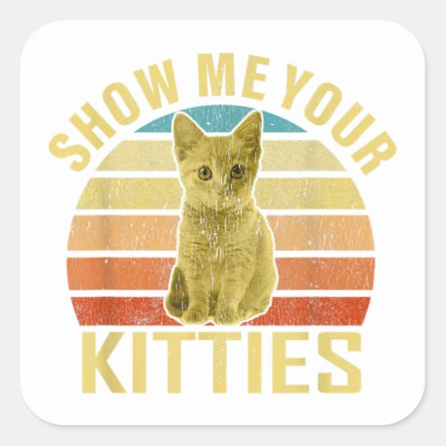 Show Me Your Kitties Cat Lover Retro Vintage Gift Square Sticker