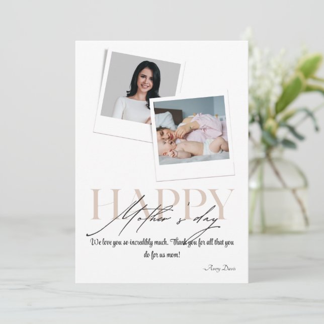Show Mom You Care: Personalized Photo Mother's Day Holiday Card (Standing Front)