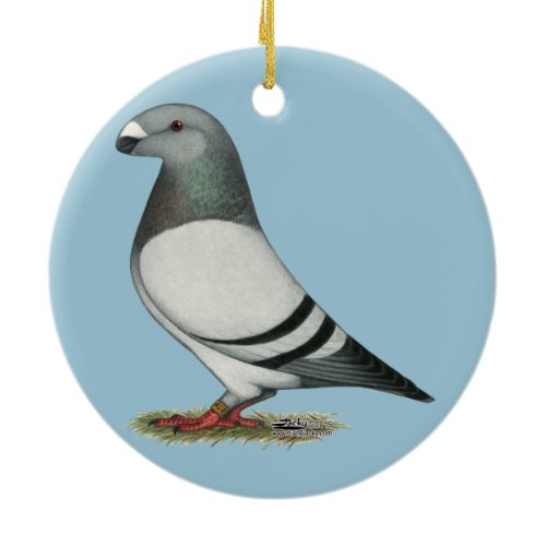 Show Racer Blue Bar Pigeon Ceramic Ornament