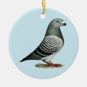 Show Racer Blue Checker Pigeon Ceramic Ornament