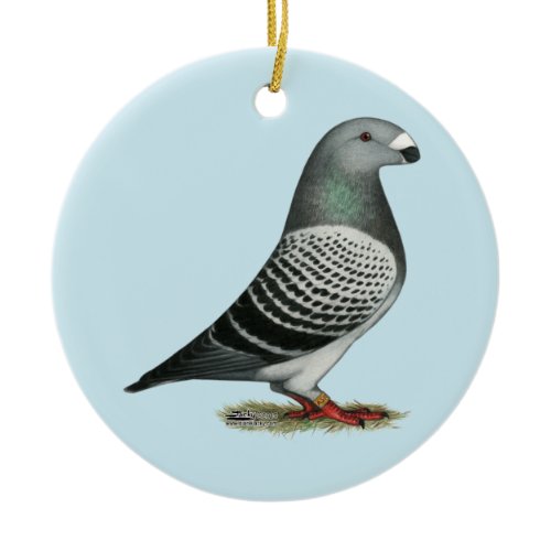 Show Racer Blue Checker Pigeon Ceramic Ornament