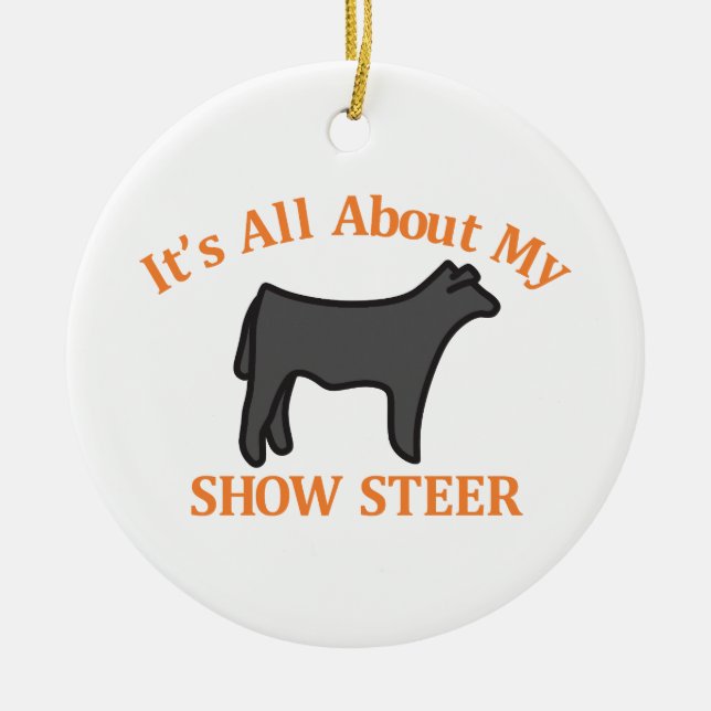 Show Steer Ceramic Ornament (Front)