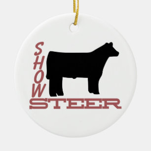 Show Steer Ceramic Ornament